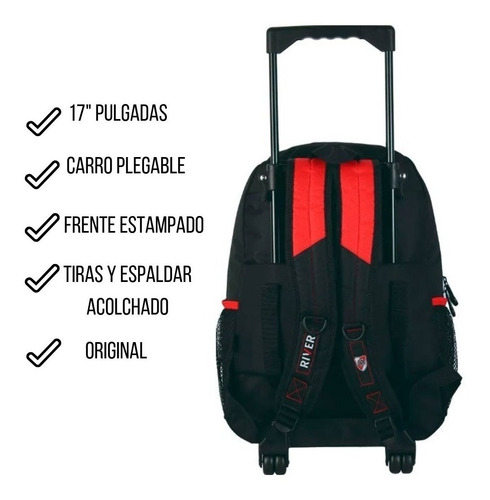 Mochila Carrito Futbol River 17 Pulgadas Cuotas Mmk Rp59
