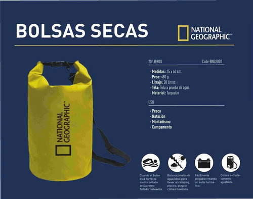Bolsa Seca National Geographic 20 Lts Bng2020 | Meses sin intereses