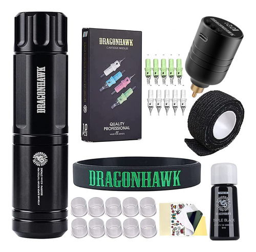 Kit Pen Tattoo Maquina Rotativa Dragonhawk M6 Inalambrica