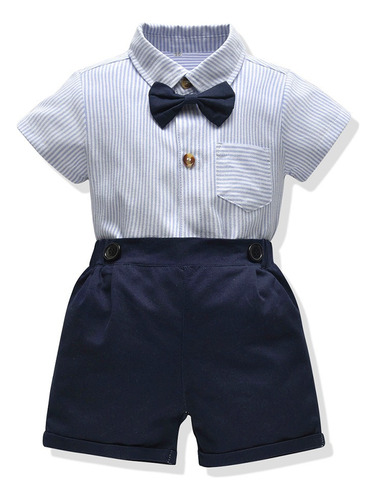 Conjunto Elegante Para Niño Bebé Traje De Fiesta Bebés Azul Claro 6-12 Meses