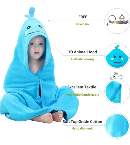 Michley Toalla De Baño Unisex Con Capucha De Animales Para B