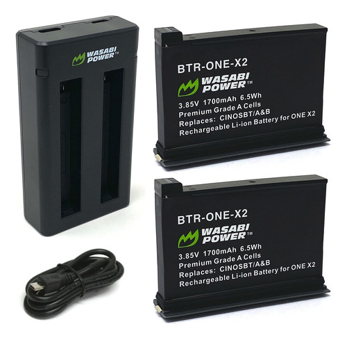 Wasabi Power Batería Insta360 One X2 (paquete De 2) Y Base D