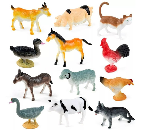 Juguetes Animales De Granja Yarloo Realista Figuras 12pcs