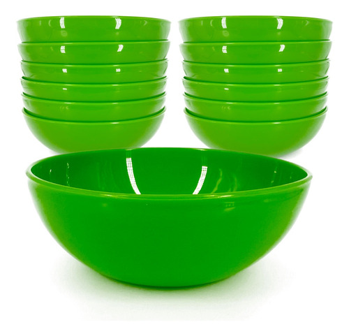 Platos Tazon Bowl Plastico Color 12 Pzas 600 Ml Verde Lima