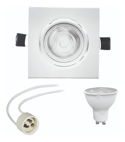 Imagen 1 de 8 de Spot Embutir Cuadrado Movil Con Dicro Led 6w Gu10 Completo