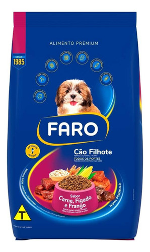 Ração Faro Cães Filhotes Carne Fígado Frango Saco 20kg 