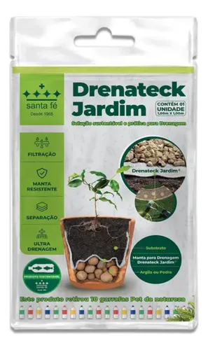Manta Para Drenagem Drenateck Jardim 1x1m Preto Vasos Agua