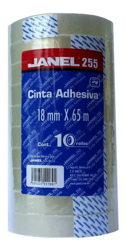 Cinta Adhesiva Janel 18 X 65 Diurex Pack Con 10 Rollos