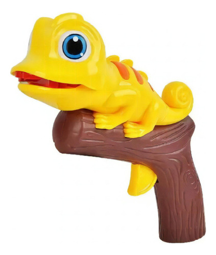 Brinquedo Camaleão Maluco Com Gatilho Na Língua Pega Inseto Cor Amarelo