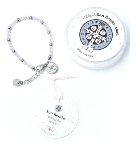 Pulsera San Benito Abad Rosa De Cristal Salve Regina