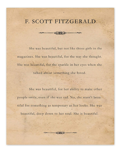 Impresiones De Cita De F. Scott Fitzgerald, Era Hermosa...