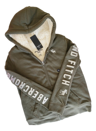 Buzo Campera Abercrombie Corderito Talle 7 Años Verde Musgo 