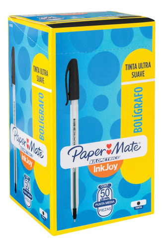 Pack 50 Bolígrafos Paper Mate Kilométrico 100st Color Negro Color del exterior Transparente