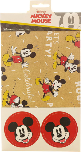 Disney Mickey Mouse Papel De Regalo Pack Contiene 2 Hoj...