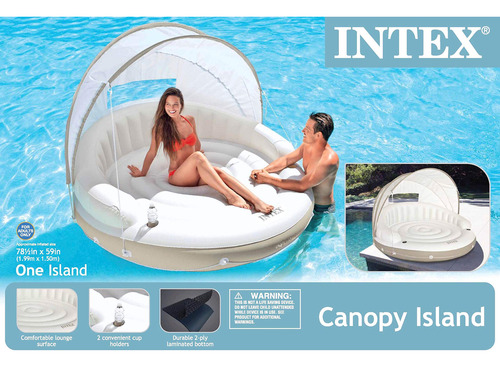 Cama Flotante Intex Alberca Lago Hasta 200kg Con Portavasos
