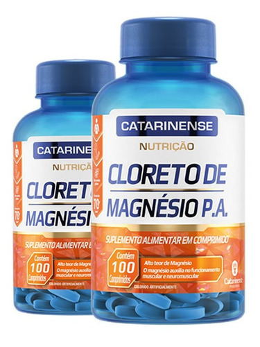 Kit 2 Cloreto De Magnésio P.a. Catarinense 100 Comprimidos Sabor Sem Sabor