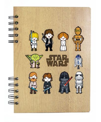 Libreta De Star Wars En Madera (agenda, Cuaderno)
