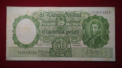 Billete 50 Pesos Moneda Nacional 1962 Bottero 2005 A Serie B