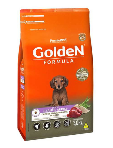 Ração Golden Carne E Arroz Para Cães Mini Bits Filhotes 3 Kg