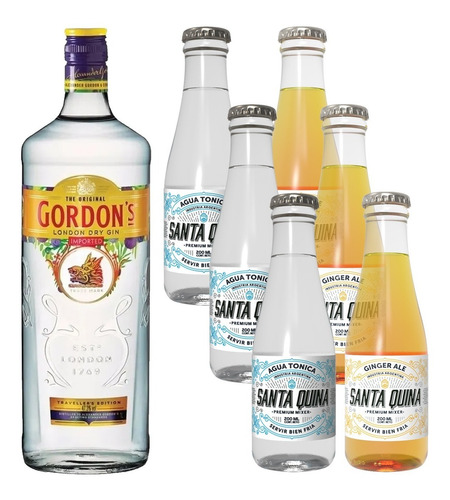 Gin Gordons London Dry + Tonica Santa Quina X3 + Ginger A X3