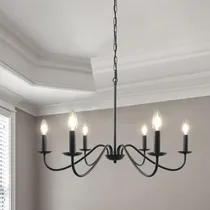 Comprar Candelabro Negro 6 Luz 27.6  Moderna Lampara Granja Comedor