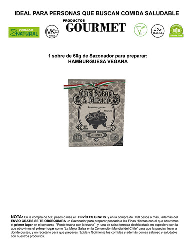 Especias Deshidratada P/prep Hamburguesas Veganas 100%nat