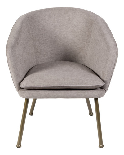 Sillón Silla Individual Moderno Elegante Tapizado En Tela Color Beige Diseño De La Tela Liso