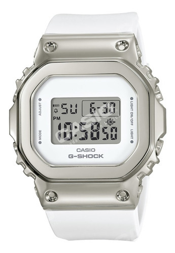 Reloj Casio G-shock Digital Original Blanco Para Mujer Color del bisel Plateado