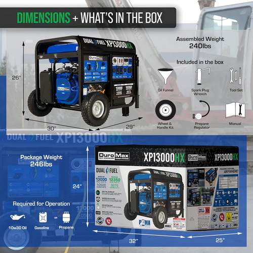 Generador Portátil Duromax Xp13000hx - Combustible Dual Gasolina Y Gas Propano 13,000w - Con Alerta De Co