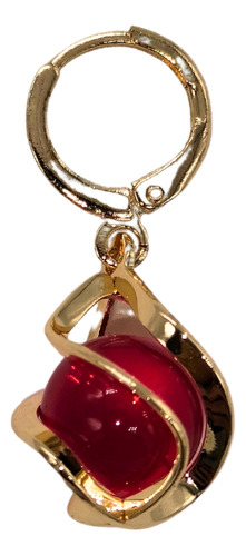 Aretes Medianos Bola Roja Oro Laminado Dama Mujer