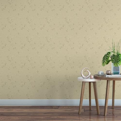 Papel De Parede Adesivo Floral Cor Palha Tecido Envelhecido