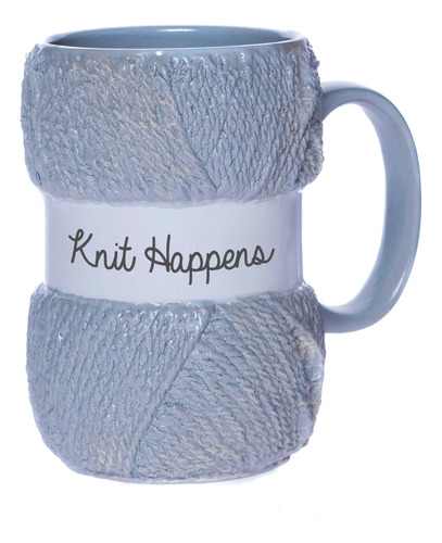 Gifts Taza Regalo Punto  Knit Happens  Color Azul Claro Hilo