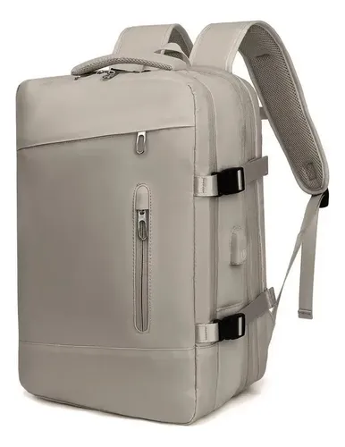 Geral Mochila Viagem Expandível Com Saída Usb Impermeável Cor Cinza/v