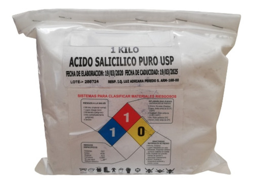 Salicílico Acido Puro Grado Usp 1 Kilo 