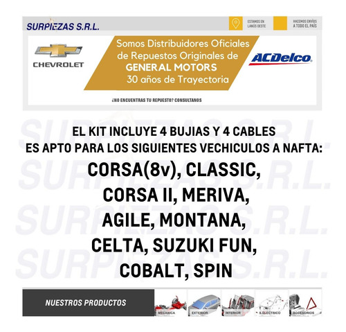 Imagen 6 de 8 de Kit Cables Y Bujias Acdelco Chevrolet Corsa Classic