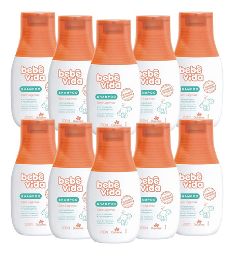  10un Shampoo Hipoalergernico Bebe Vida 200ml Davene