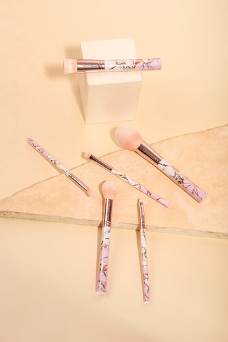 Set 6 Brochas Y Pinceles De Maquillaje Marble Fascino