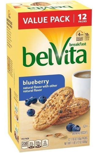 Belvita Galletas De Desayuno De Arandano 600 G, 12 Paquetes