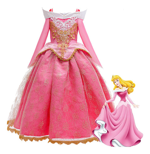 Vestido De Princesa Aurora De La Bella Durmiente Para Niñas,