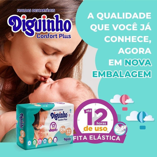 Kit 3 Pacotes Fraldas Diguinho Rn Recém Nascido Gênero Sem Gênero Tamanho Recém-nascido (rn)