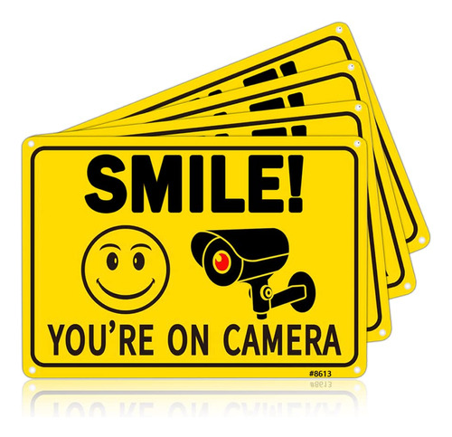 Letrero Camara Smile Your On Camera Para Seguridad Hogar Al