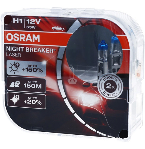 Par Lâmpada Farol H1 150% + Luz Osram Night Breaker Laser