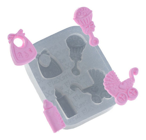 Molde De Silicone 501  Mamadeira Babador Chocalho Carro Bebê