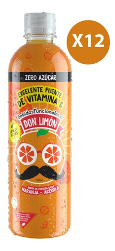 Limonada Pack 12 Don Limón Zero Naranja-acerola 500 Ml.