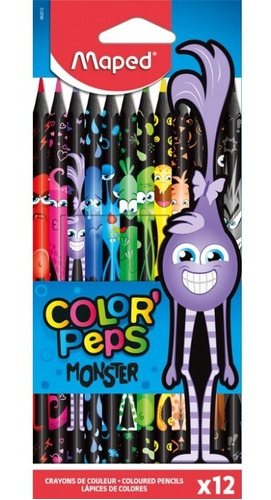 Pinturitas Lapices De Colores Monster Maped Color Peps X12