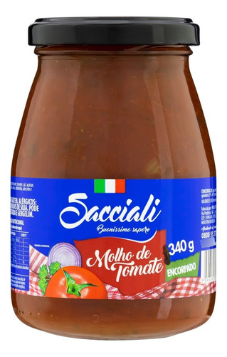 Molho De Tomate Sacciali Encorpado Sem Glúten 340 G