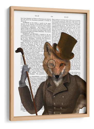Cuadro Enmarcado Pino El Bounder Fox Print 60x80, Fab Funky