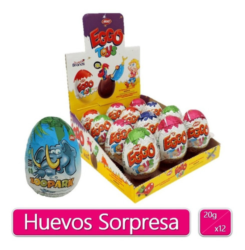 Huevos Sorpresa De Chocolate Safari X 12 Unidades