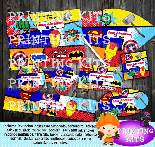 2x1 Kit Imprimible Avengers, Fiesta Infantil Cumpleaños