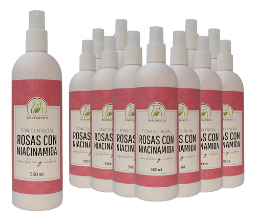 Tónico Facial De Rosas Con Niacinamida (500ml) 12 Pack Momento De Aplicación Día/noche Tipo De Piel Todo Tipo De Piel